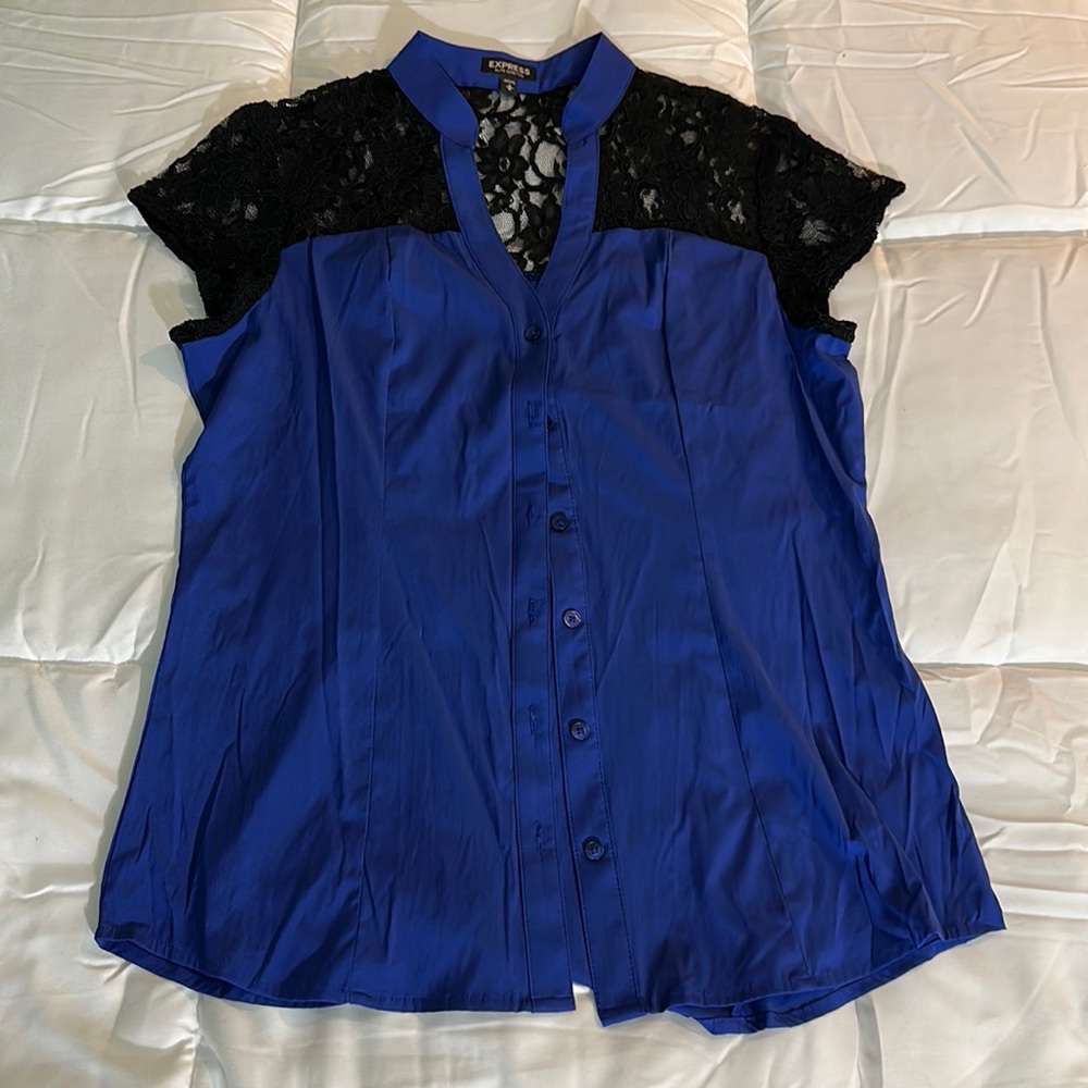 Express blue and black lace top